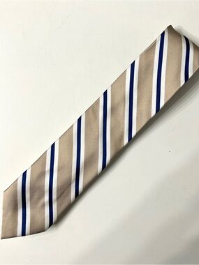 Chaps tan/navy striped tie — NEW WITH TAGS